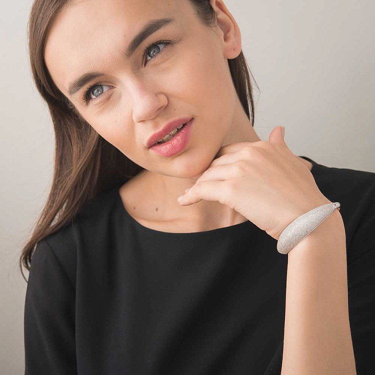 Золотой браслет с фианитами б01672 от ювелирного магазина Оникс - 8