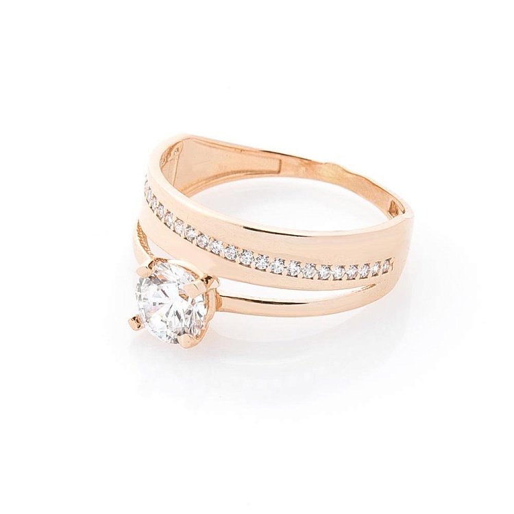 Золота каблучка з фіанітами к02996 від ювелірного магазину Онікс - 1