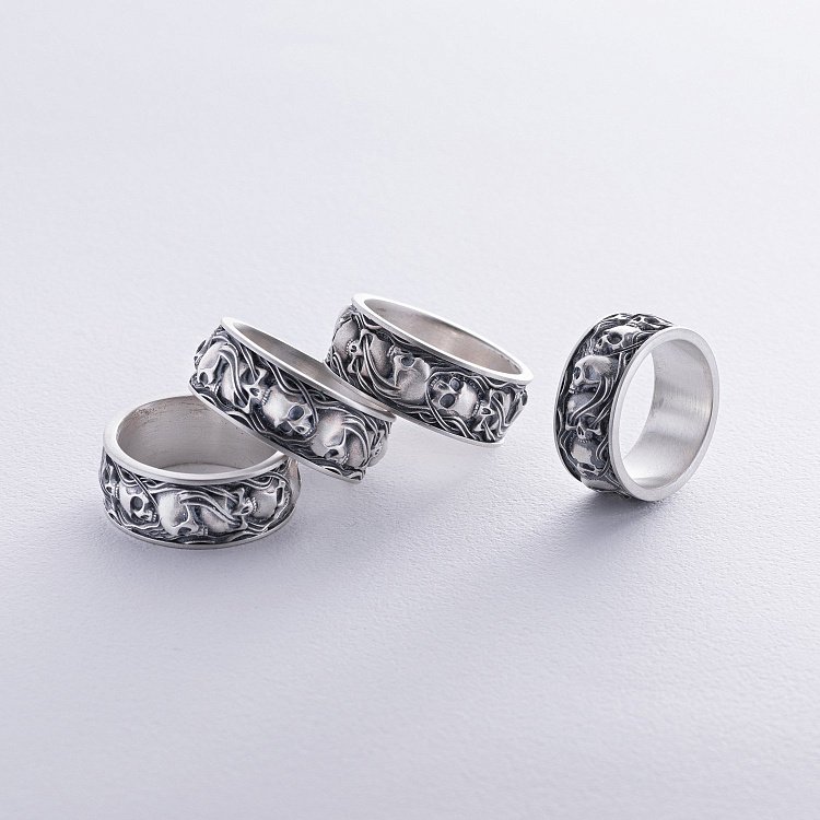 Чоловічий срібний перстень з черепами 7123 від ювелірного магазину Онікс - 8