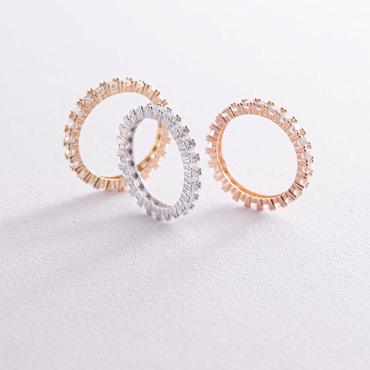 Кольцо "Paris" с дорожкой камней в красном золоте к07200 от ювелирного магазина Оникс - 8