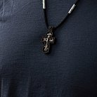 Серебряный крест  "Распятие. Спаси и Сохрани" на шнурке (эбеновое дерево) 819 от ювелирного магазина Оникс - 9
