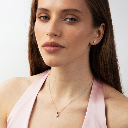 Золоте кольє "Сердечко" з діамантами і рубінами колб0186va №2