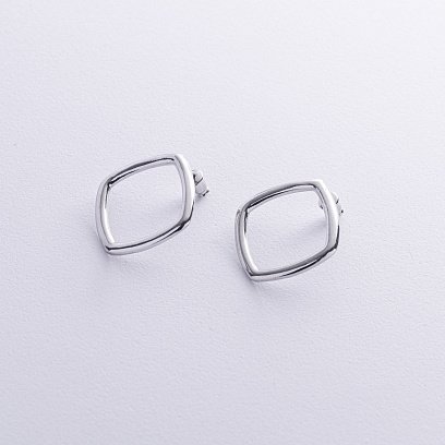 Серебряные серьги - пусеты "Ромбы" 122643 №3