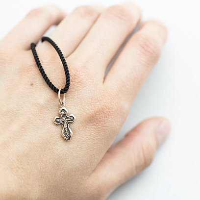 Детский золотой православный крестик "Распятие. Спаси и Сохрани" п02320 №2