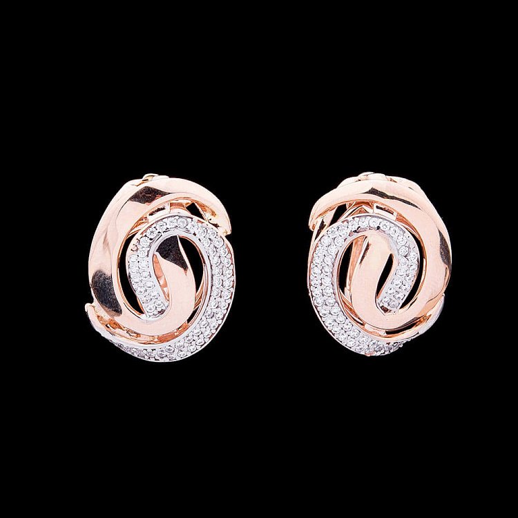 Золотые серьги с фианитами с03925 от ювелирного магазина Оникс