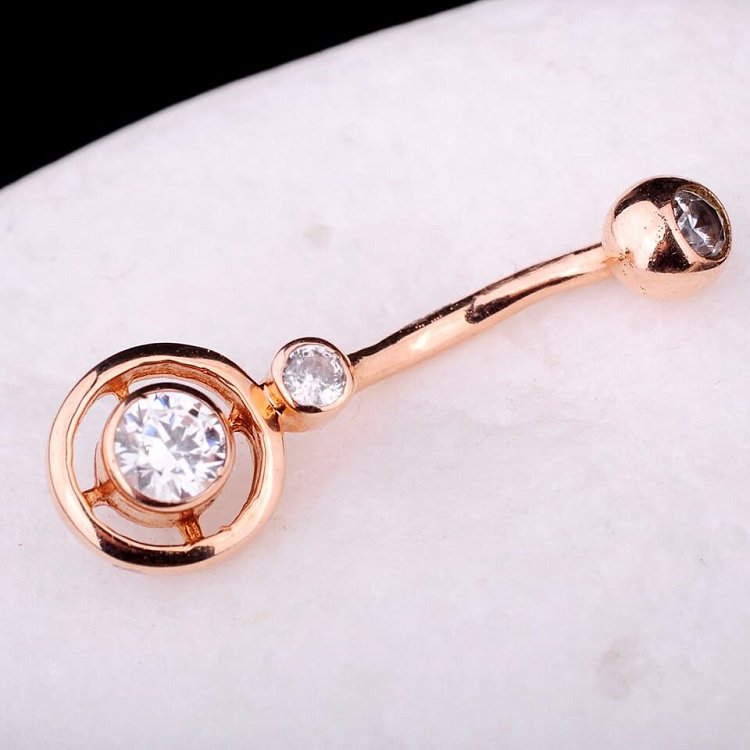 Золотий пірсинг з фіанітами пир00083 від ювелірного магазину Онікс - 2