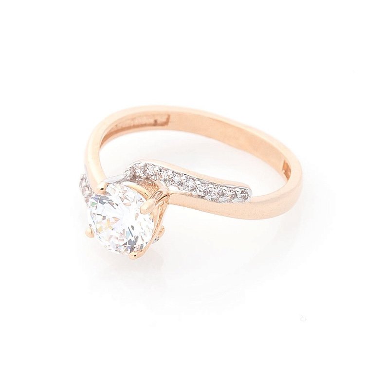 Золотое кольцо с фианитами к02969 от ювелирного магазина Оникс - 2