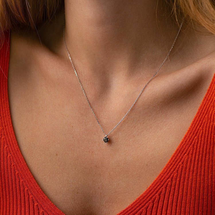 Кольє у білому золоті з чорним діамантом 736131122 від ювелірного магазину Онікс - 5