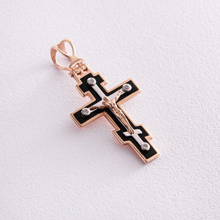 Золотой православный крестик 270073Е от ювелирного магазина Оникс