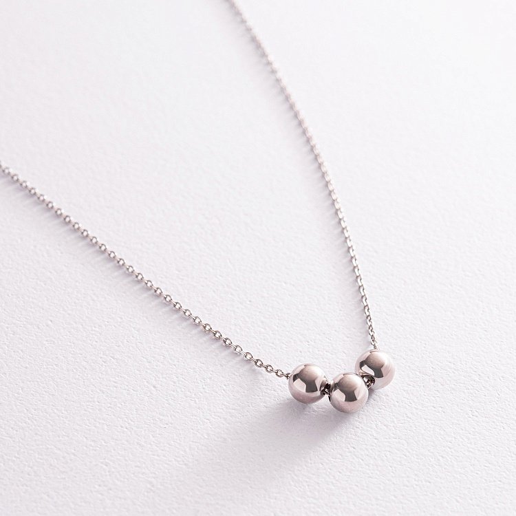 Серебряное колье "Шарики" 1097 от ювелирного магазина Оникс - 4