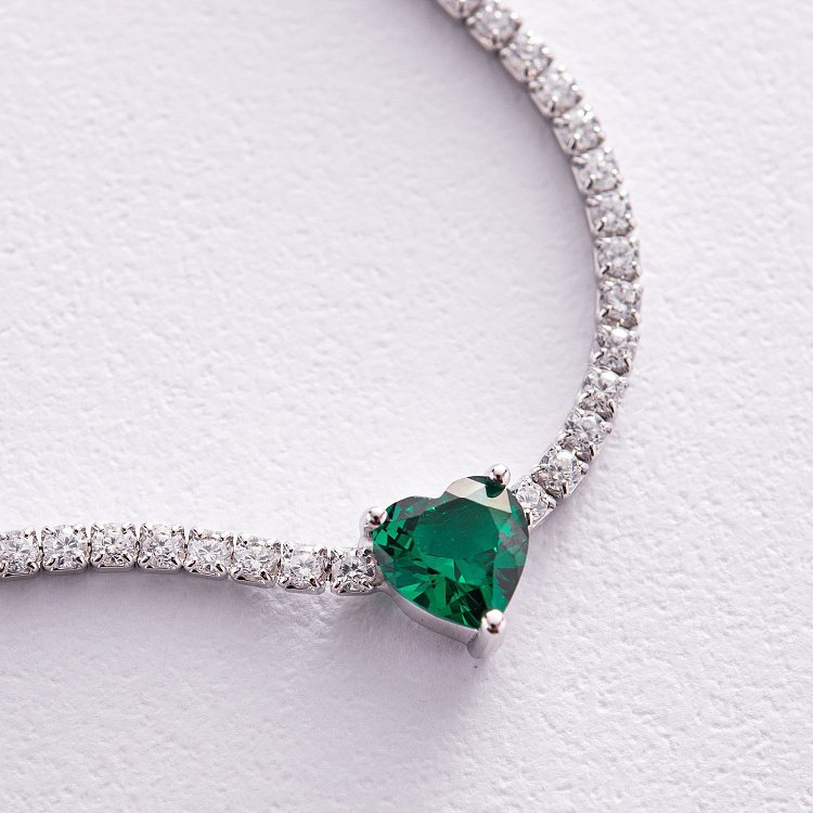 Срібне кольє - чокер "Сердечко" з фіанітами 181261 від ювелірного магазину Онікс - 2