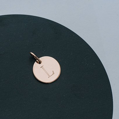 Кулон для гравировки в красном золоте "Буква" (17 мм) п03611б №3