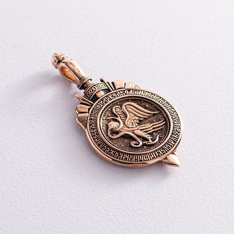 Золотая подвеска "Геогрий Победоносец" с чернением п02530 от ювелирного магазина Оникс - 2