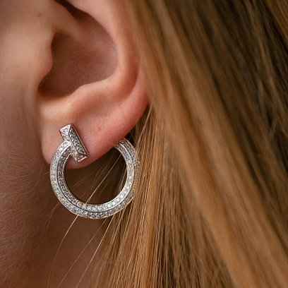 Сережки - пусети "Evelyn" у білому золоті (фіаніти) с08669 №7