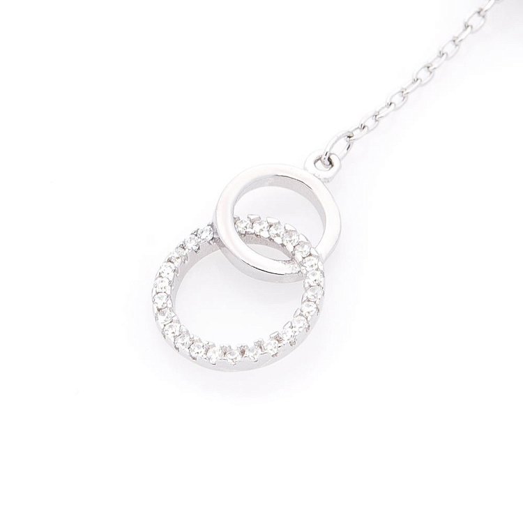 Срібне кольє "Трикутник і колечка" (фіаніти) 18682 від ювелірного магазину Онікс - 2