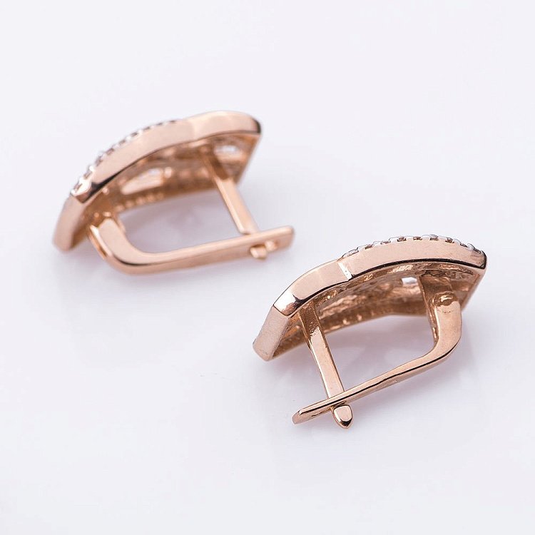 Золотые серьги с фианитами с04512 от ювелирного магазина Оникс - 1