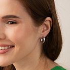 Золоті сережки - кільця з фіанітами (біле золото) с09430 от ювелирного магазина Оникс - 1