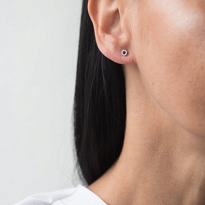 Золотые серьги-пусеты с бриллиантами сб0311ca №3