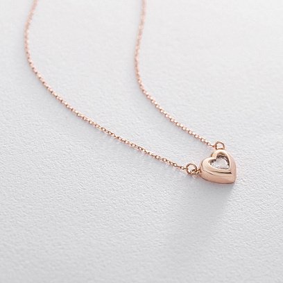 Золотое колье "Сердечко" (фианит) кол01178