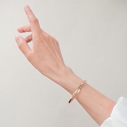 Жесткий браслет "Змея" в красном золоте (фианиты) б05621 №6