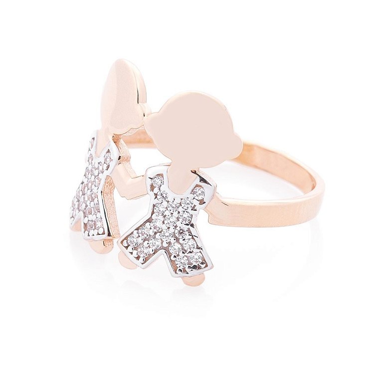 Золотое кольцо "Мальчики" (фианит) к06249 - 1 Золотое кольцо "Мальчики" (фианит) к06249 от ювелирного магазина Оникс - 1