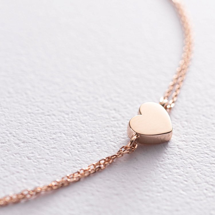 Браслет "Сердечко" в червоному золоті б04559 від ювелірного магазину Онікс - 2