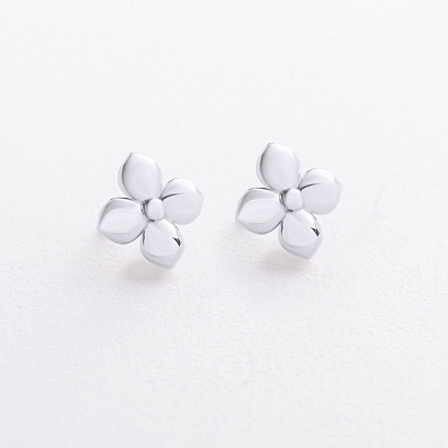 Сережки - пусети "Конюшина" в білому золоті с09617