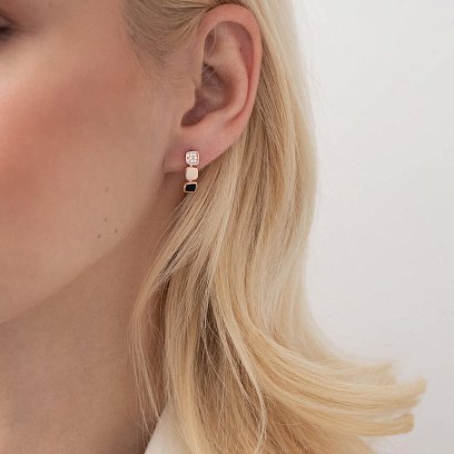 Золоті сережки з фіанітами і емаллю 420400е №4