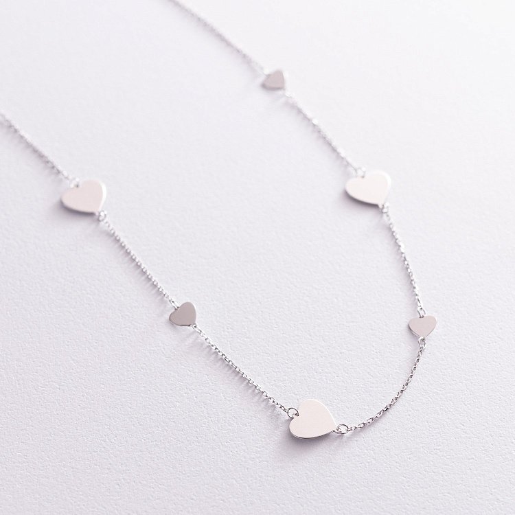 Колье "Сердечки" в белом золоте кол02137 от ювелирного магазина Оникс - 2