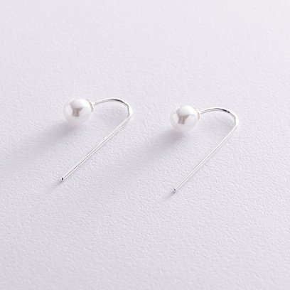 Срібні сережки "Витонченість" (перли) 122939 №6