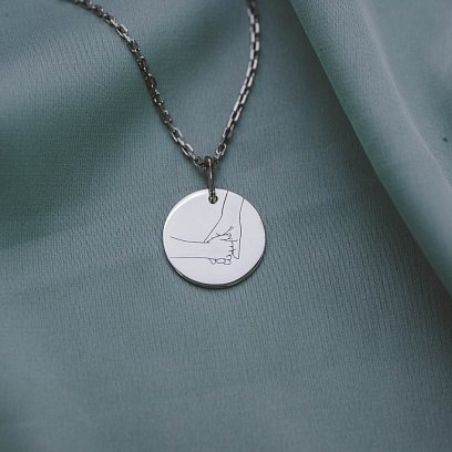 Серебряный кулон с гравировкой "Безусловная любовь" 132724без №4