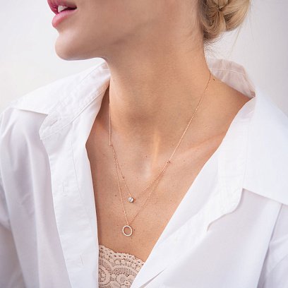 Двойное золотое колье "Ханна" с фианитами кол01862 №3