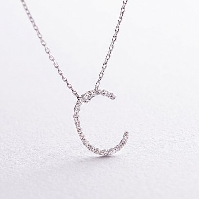 Золоте кольє з літерою "С" з діамантами 133611121 №2