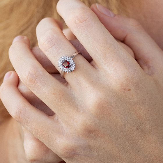 Серебряное кольцо с пиропом и фианитами GS-01-086-4110 №4