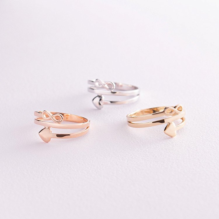 Каблучка "Сердечко і нескінченність" у жовтому золоті к07104 від ювелірного магазину Онікс - 2