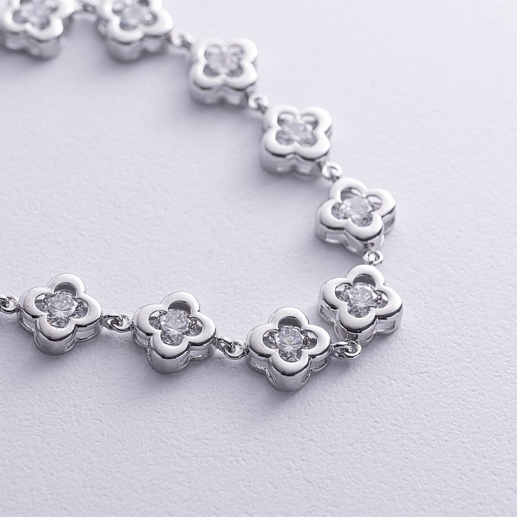 Серебряный браслет "Клевер" с фианитами 141438 от ювелирного магазина Оникс - 2