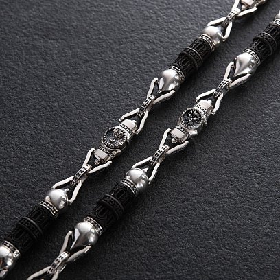 Чоловічий срібний ланцюжок "Спаси та Збережи" з ебеновим деревом 628 №2