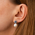 Срібні сережки з перлами, сапфірами і фіанітами 2486/1р-PWTNS от ювелирного магазина Оникс - 1