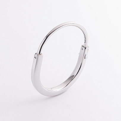 Жесткий браслет Lock в белом золоте б05716 №7