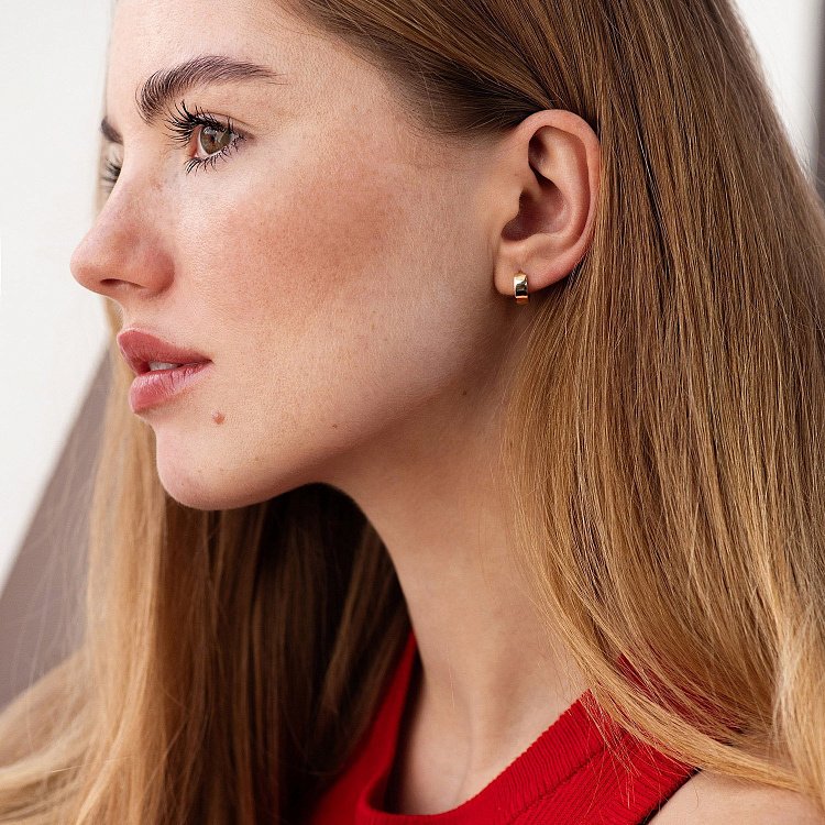 Сережки - кільця в жовтому золоті mini с08822 від ювелірного магазину Онікс - 1