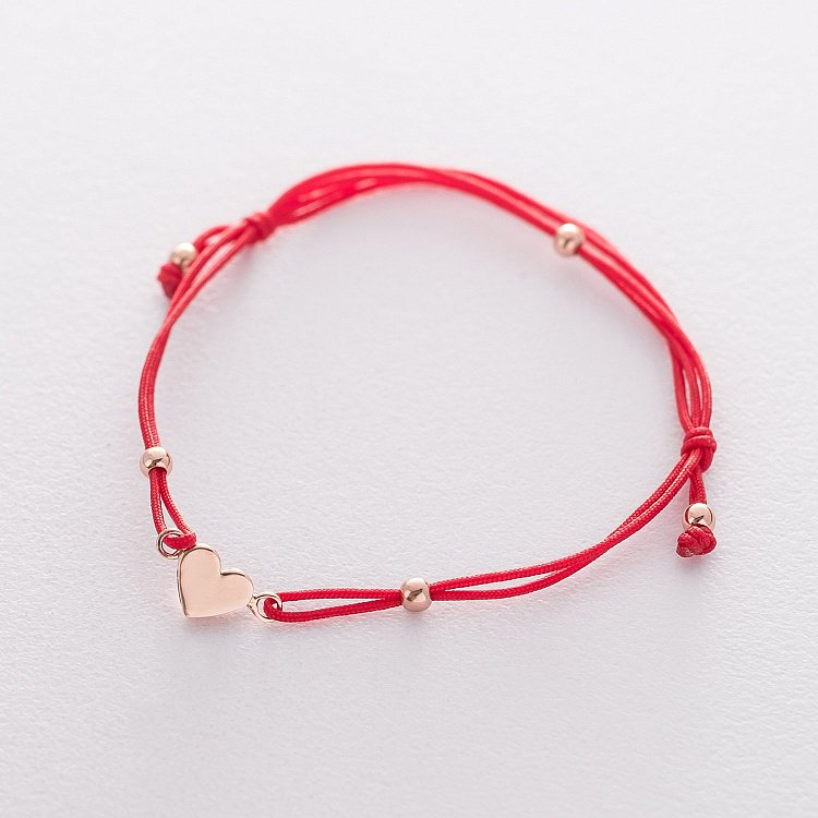 Браслет з червоною ниткою "Серце" (червоне золото) б04206 від ювелірного магазину Онікс