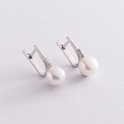 Срібні сережки з перлами і фіанітами 2457/1р-PWT от ювелирного магазина Оникс