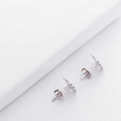 Серебряные серьги-пусеты "Клевер" (эмаль) 122428 №4