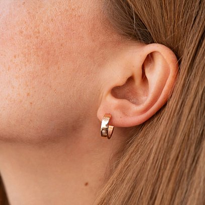 Серьги - кольца "Love" в красном золоте с08180 №4