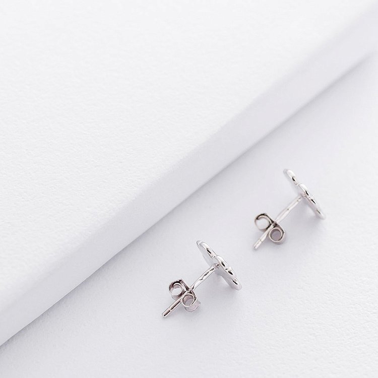 Серебряные серьги-пусеты "Клевер" (эмаль) 122428 от ювелирного магазина Оникс - 5