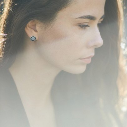 Срібні сережки-пусети "Кружечки" (емаль) 122932 №5