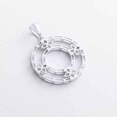 Кулон "Конюшина" з фіанітами (біле золото) п04070 №2