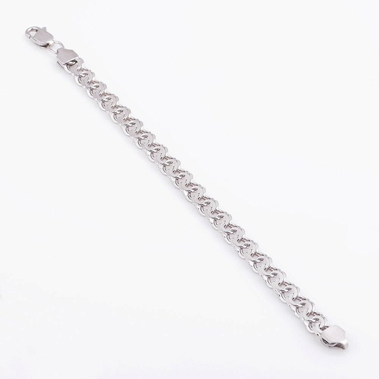 Чоловічий срібний браслет плетіння "Гарібальді" р021762 від ювелірного магазину Онікс - 1