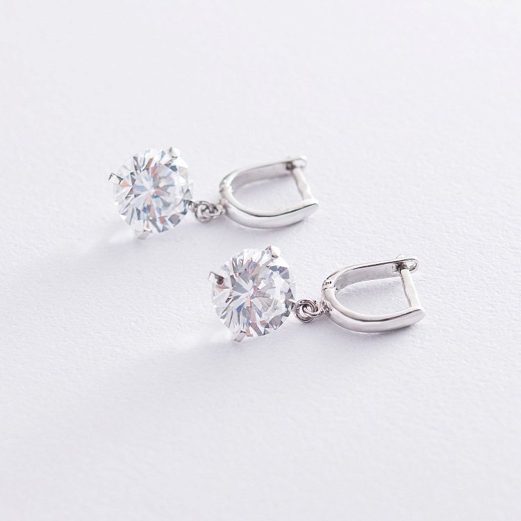 Серьги "Влечение" в белом золоте (фианит) с05748 от ювелирного магазина Оникс - 2