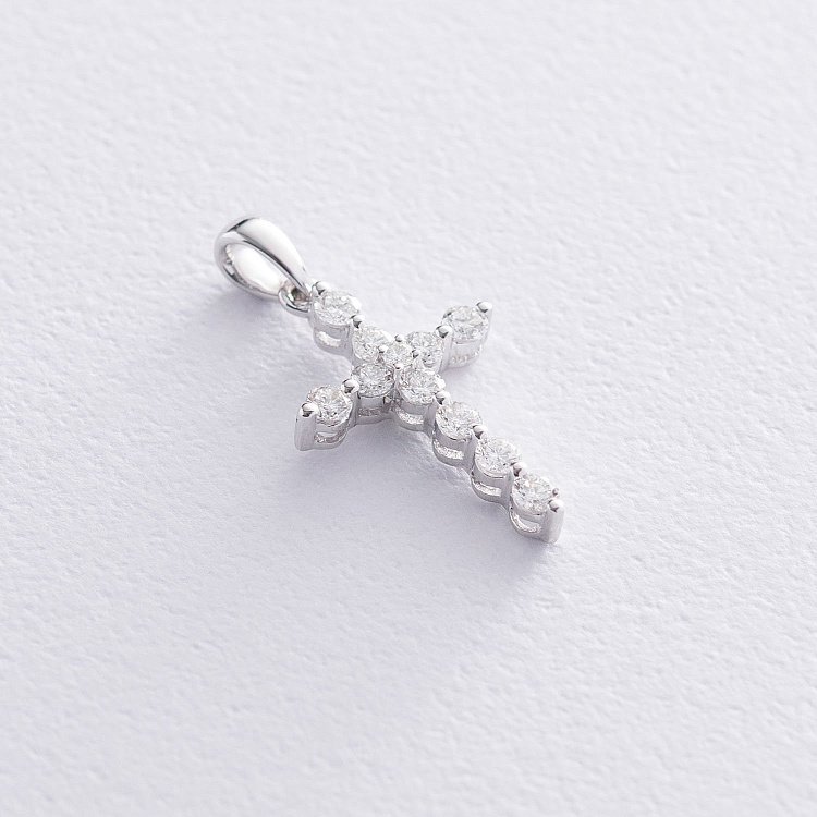 Золотой крестик с бриллиантами пб0236ri от ювелирного магазина Оникс